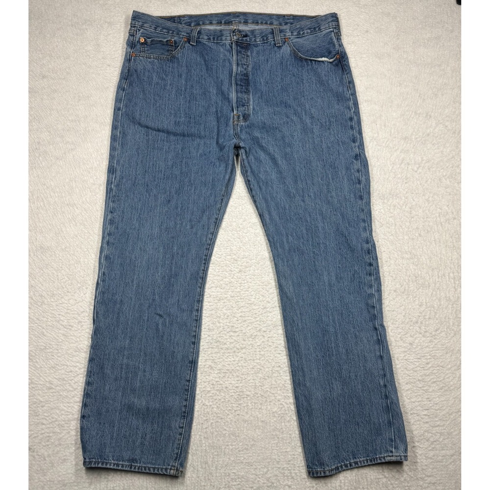 Levis 501 Jeans Blue Regular Straight Fit Faded Stonewash Denim Men's 42x32